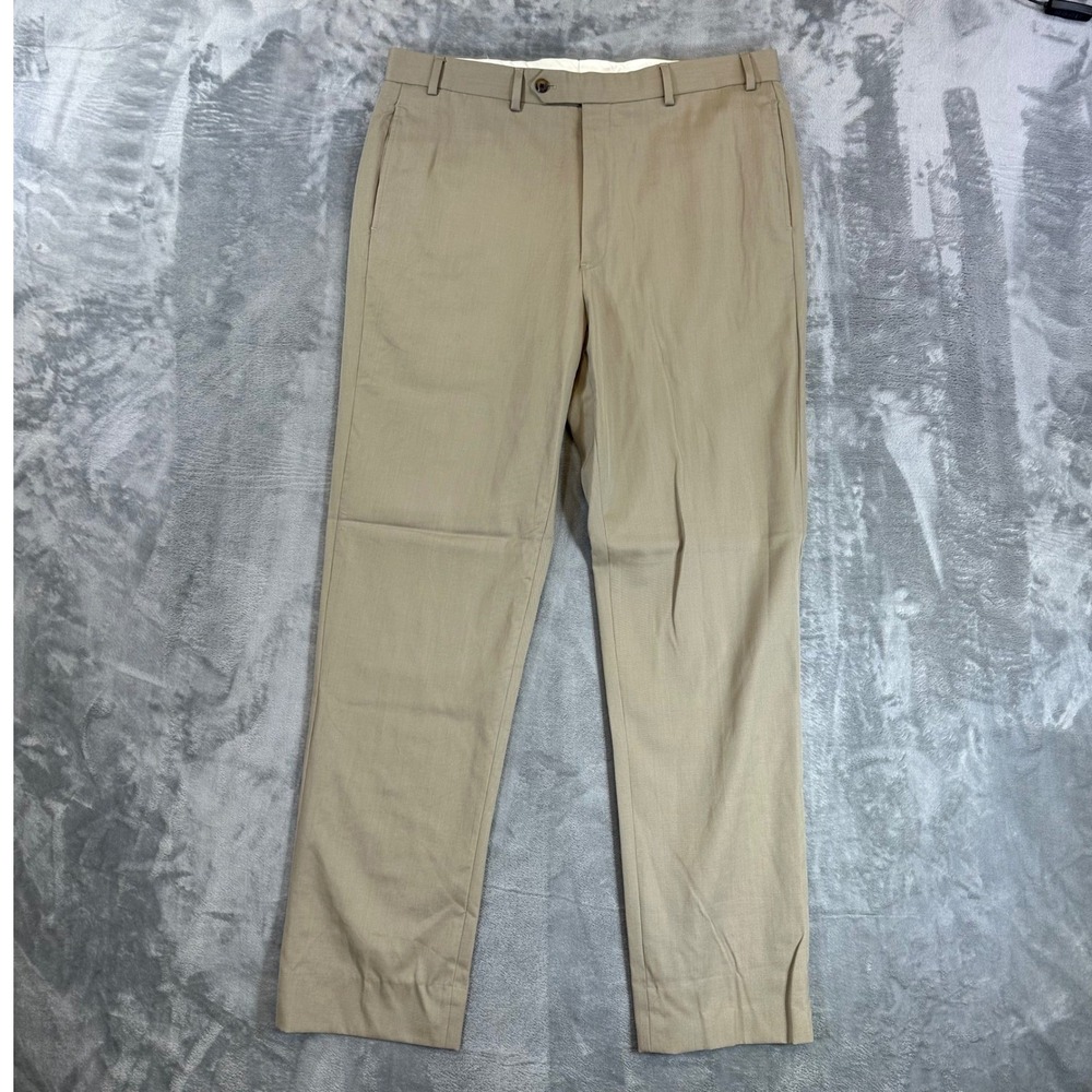 Brooks Brothers Madison Fit Dress Pants Mens Size 38x34 Tan Wool Trousers